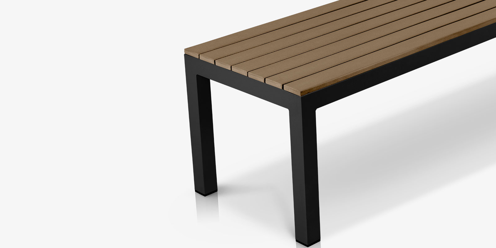 Vienna 8 Backless Bench Tex Black Frame with Teak Seat